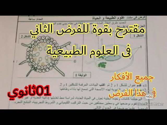 مقترح بقوة للفرض في العلوم الطبيعية السنة الأولى ثانوي علمي /الفصل الثاني 2023