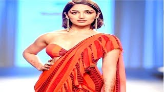 Yami Gautam Looking So Stunning In A Hot Red Saree At The Times Fashion Week 2018
