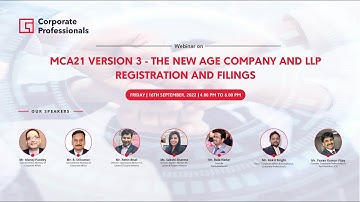 Webinar on “MCA21 Version 3 - The New Age Company and LLP Registration and Filings”