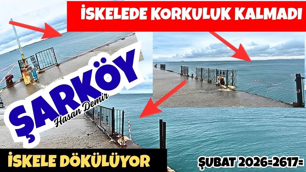 ŞARKÖY İSKELESİ DÖKÜLÜYOR RÜZGAR İSKELENİN KORKULUKLARINA ZARAR VERMİŞ BAKIM ŞART ŞUBAT 2026 = 2617=