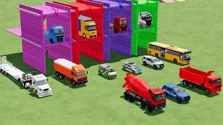Colorful trucks - ALL COLORED KOBELCO SK480, CRANE TRUCK PARKING AND TRANSPORTING - FS22