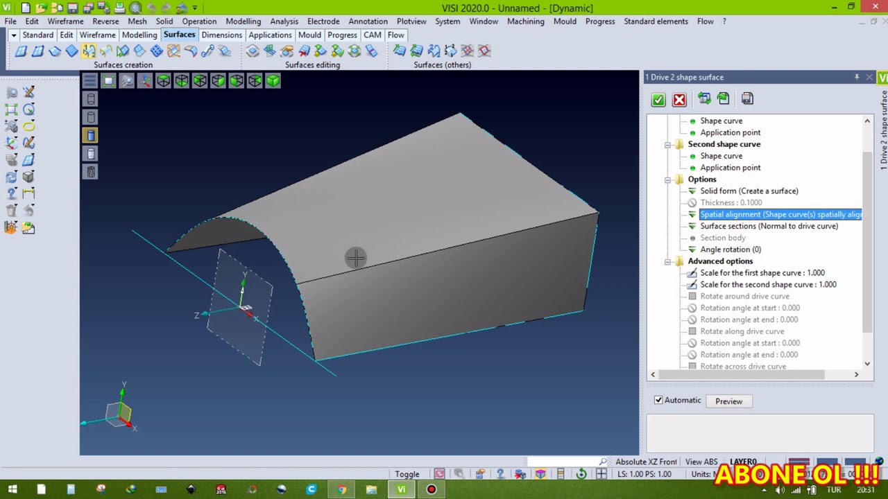 VISI CAD CAM 2020 EĞİTİMİ 22 YÜZEY KOMUTLARI 02 - YouTube