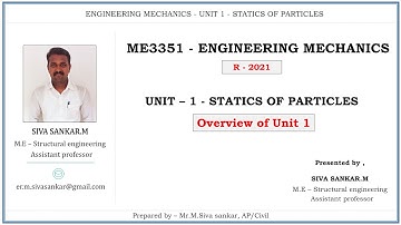 ME3351 - Engineering Mechanics | Unit 1 - Statics of Particle | Overview | Civil Tutor | Tamil