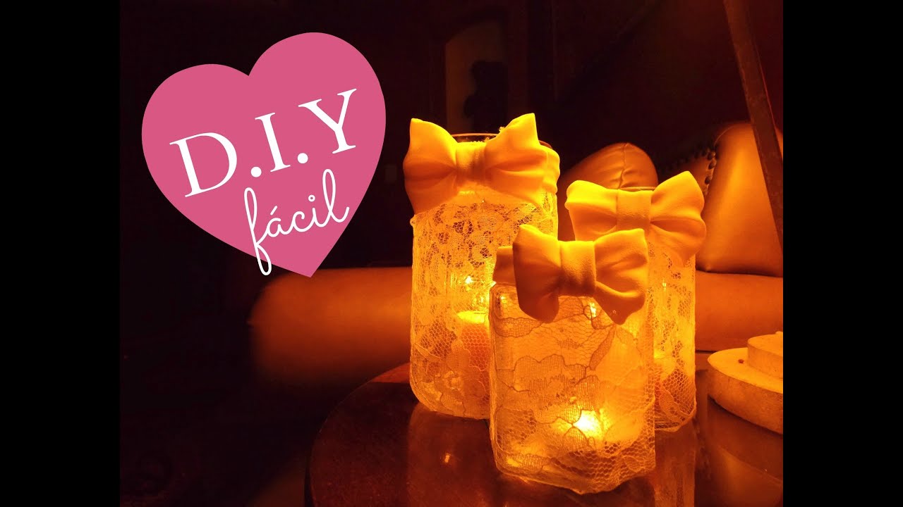 DIY - Lace candles / Convierte unos frascos en velas muy fácil.