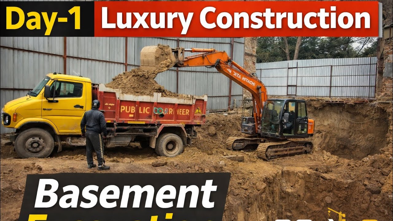 Day-1/500  Basement Excavation Begins | Luxury Construction 