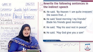 Class 7 - English - Lecture 33 - Direct - Indirect Speech 04 - Allied School