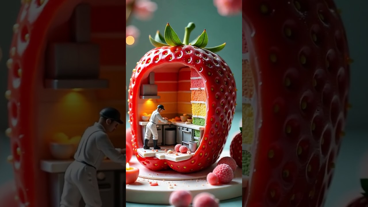 "A Strawberry House 🍓 | Magical Miniature Construction ASMR | Satisfying Fantasy Build"