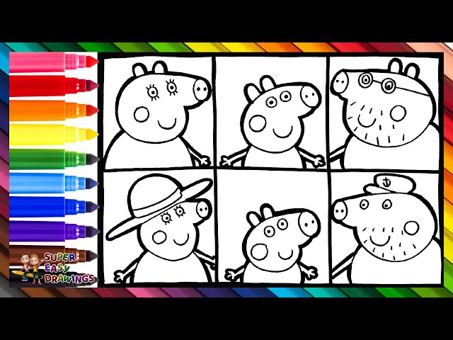 Drawing And Coloring Peppa Pig With Her Family 🐷🐷🐷🐷💗🌈 Drawings For Kids class=