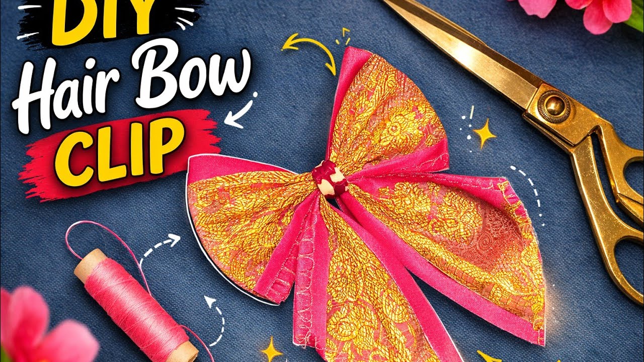 Hair accessories making at home || How to make hair clips at home with ribbon || Satin ribbon bow 
