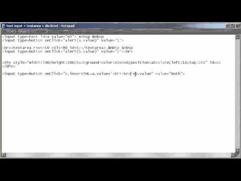 Html + Javascript; Text input + Textarea + Div