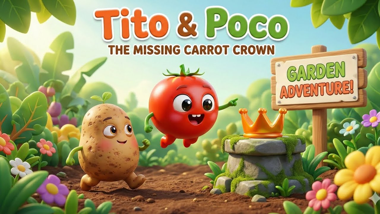 ​👑 The Missing Carrot Crown Mystery! | Tito & Poco Garden Adventures | tomato and potato cartoon 