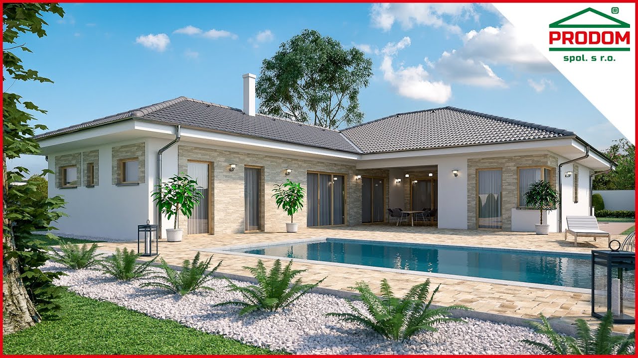 BUNGALOW 205 - dom roku 2018 - projekt domu do tvaru L s átriom