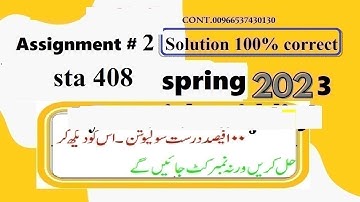 sta 408 assignment 2 solution spring 2023|sta408 assignment 2 solution  2023|sta408 assignment 2