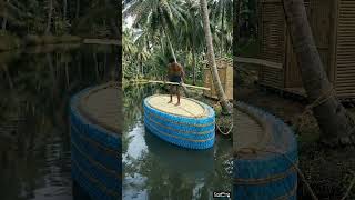 Building a Floating House From Recycled Plastic Bottles | Tropical River Build