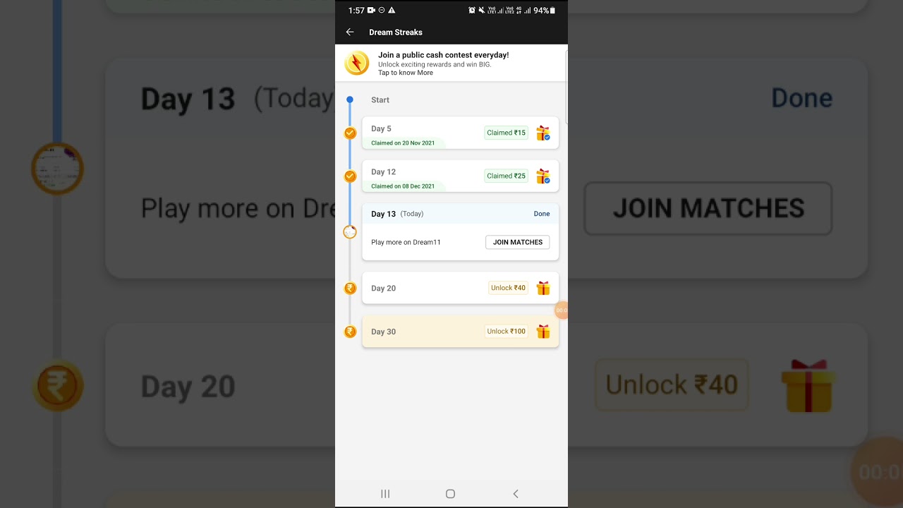 💸  Cash bonus in dream11 