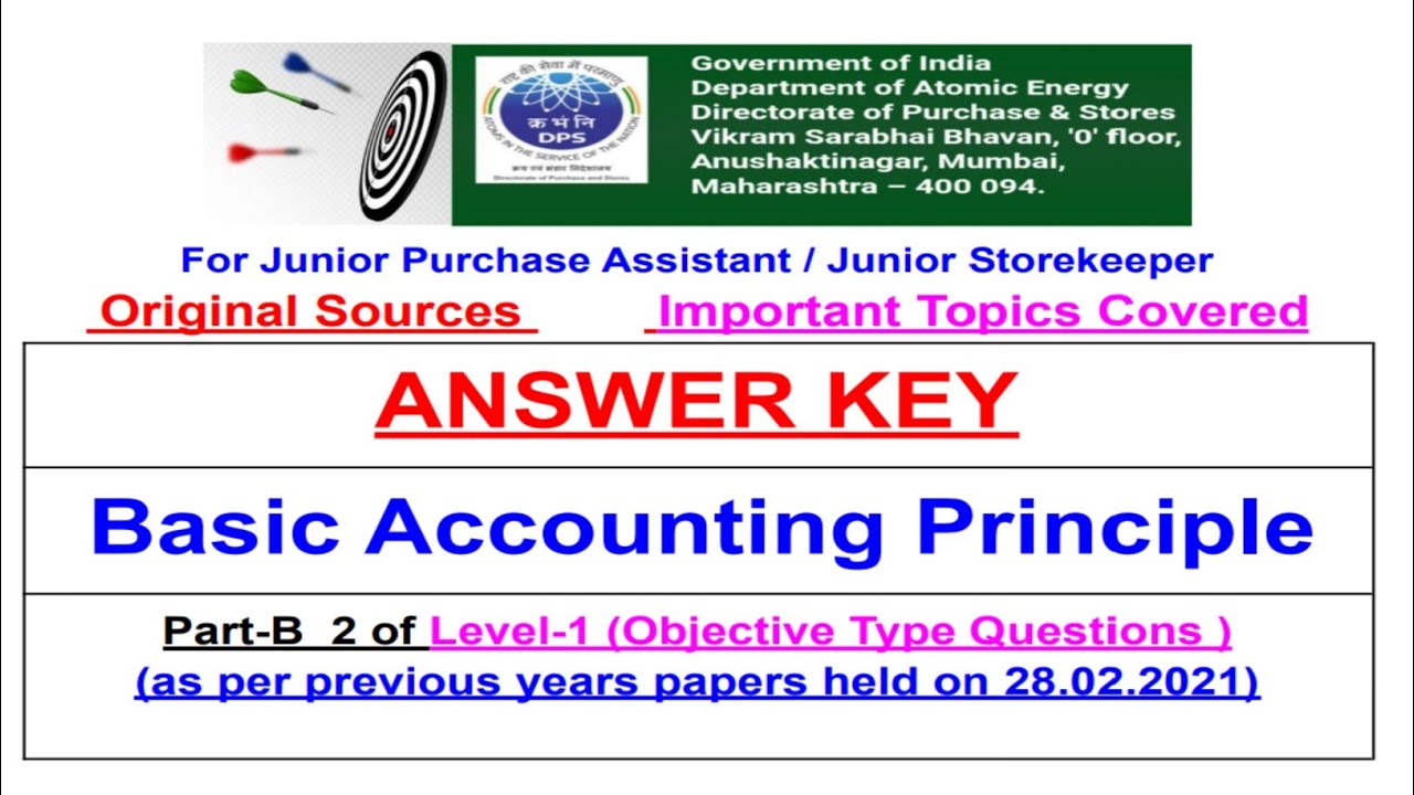 DAE DPS JPA JSK Answer key For Basic Accounting Principles YouTube