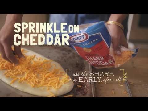 Cheesy Morning Pizza Recipe Kraft Natural Shredded Sharp Cheddar Cheese-11-08-2015