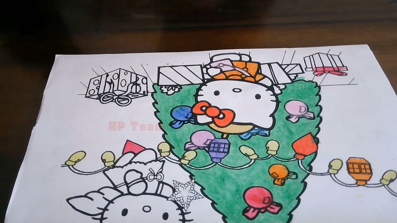 Color The Picture Of Hello Kitty Cats Decorating A Christmas Tree 6 - Battle Of The Beast