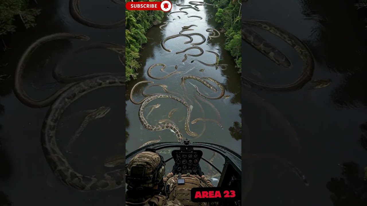 Caught on Camera: GIANT Snakes in Jungle River 🐍 | Military Helicopter Recon View!