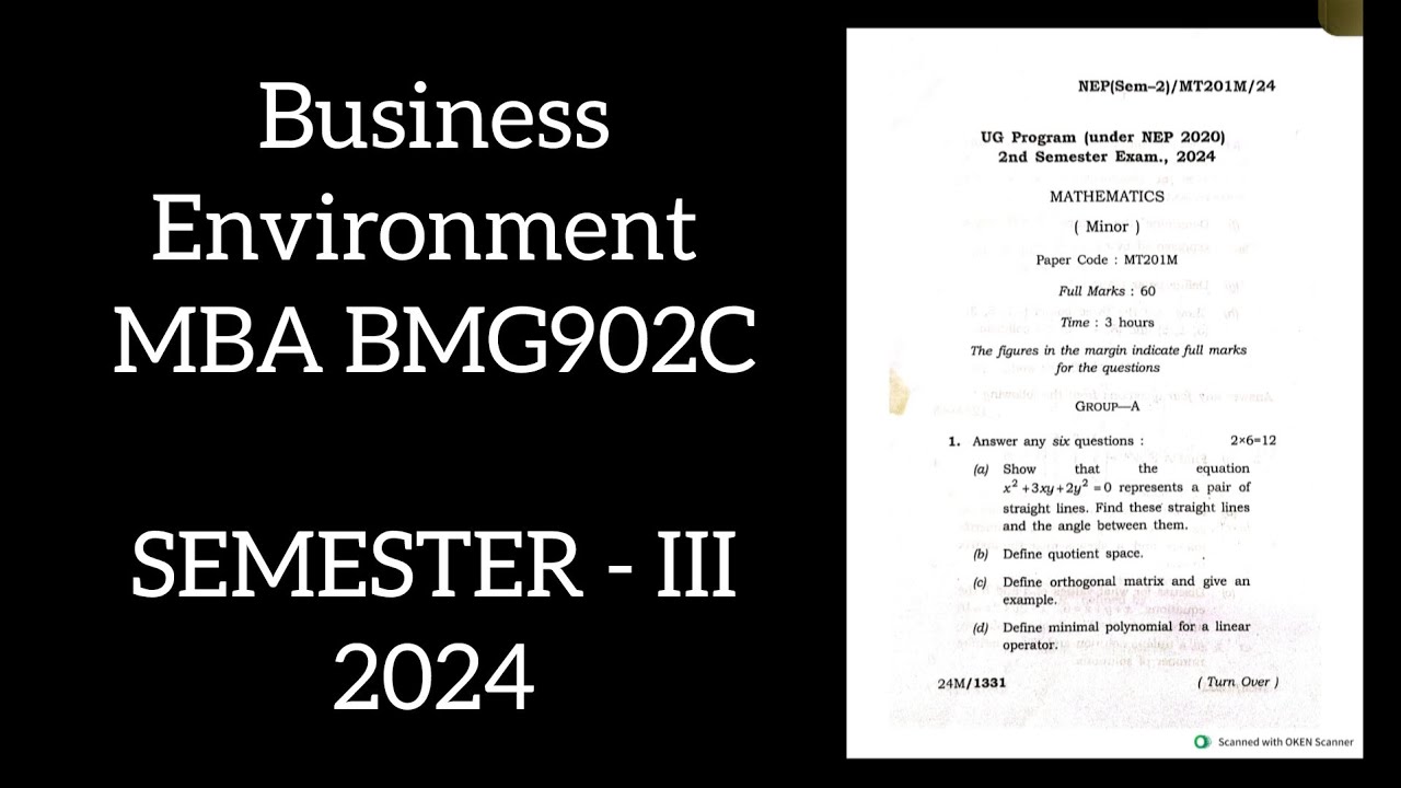 Business Environment MBA BMG 902C 3rd Semester 2024 Tripura University Question Paper