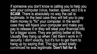 Tech Support Scam - Don't fall for this!