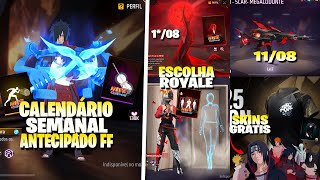 CALENDÁRIO SEMANAL ANTECIPADO FREE FIRE! NOVAS SKINS GRÁTIS, SKIN EVO DE VOLTA, ROYALES E MUITO MAIS