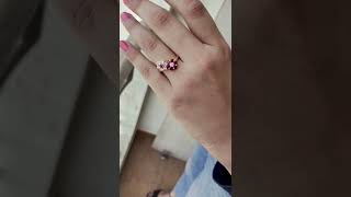 1.05Ct Certified Ruby Wedding Ring, Statement Flower Women Ring,0.77 Ct Diamond Bridesmaid Gold Ring