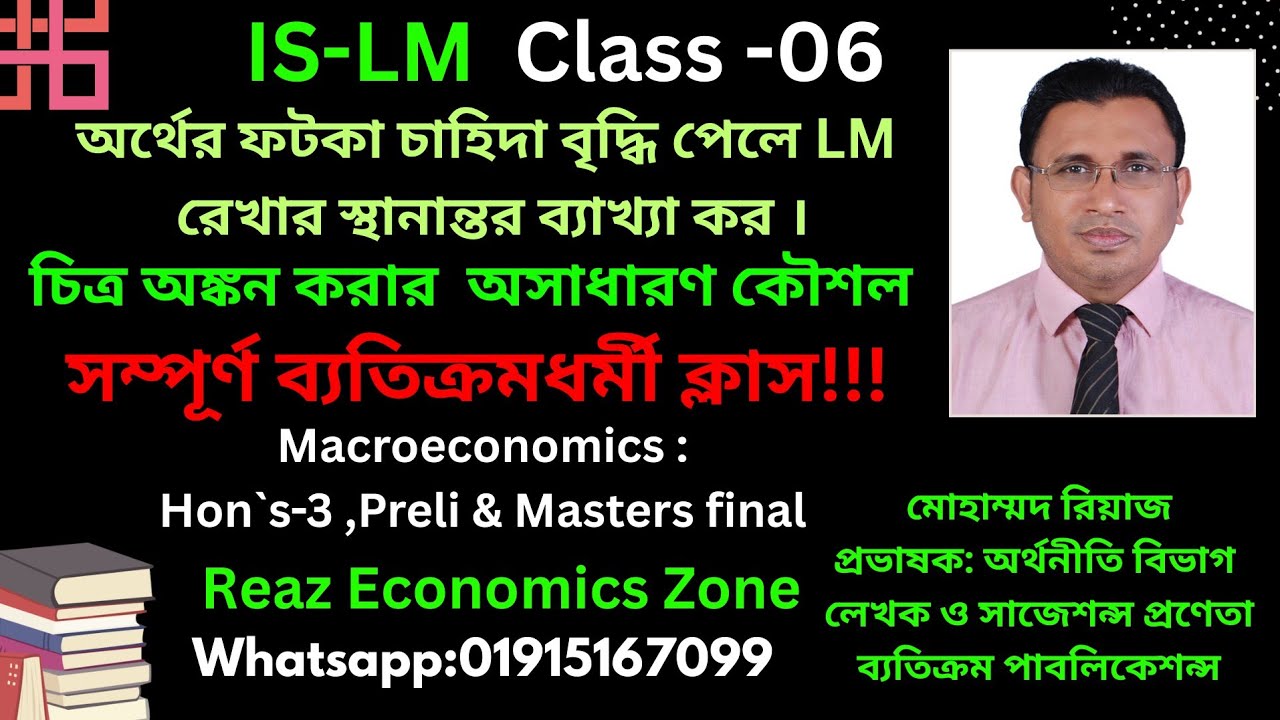 অর্থের ফটকা চাহিদা বৃদ্ধি পেলে LM রেখার স্থানান্তর দেখাও|IS-LM Model|Macroeconomics|Reaz sir|