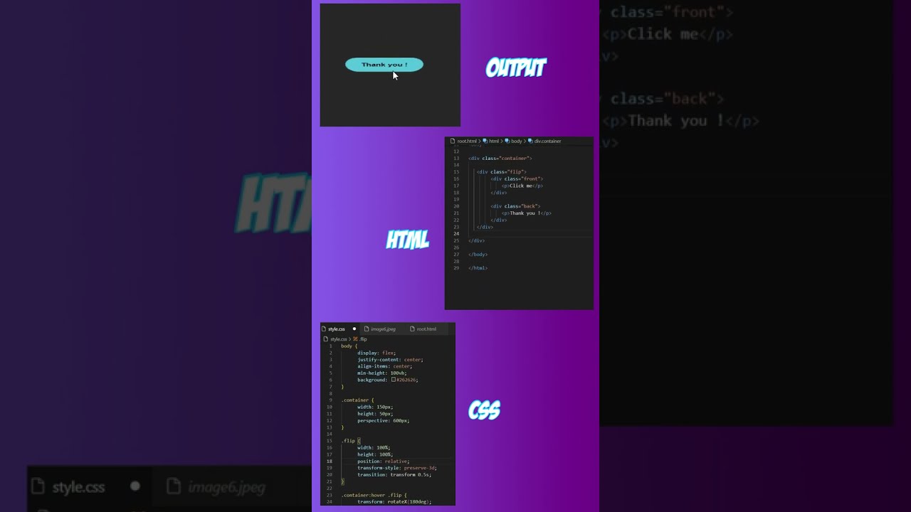How To Make Flip Button Animation Using HTML & CSS 