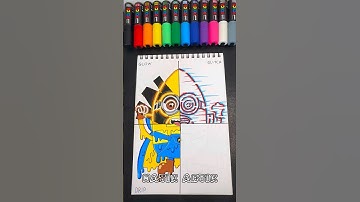 Drawing MEGA GUS from Despicable Me BUT in 4 Different Styles with Posca Markers! Part 3! #shorts