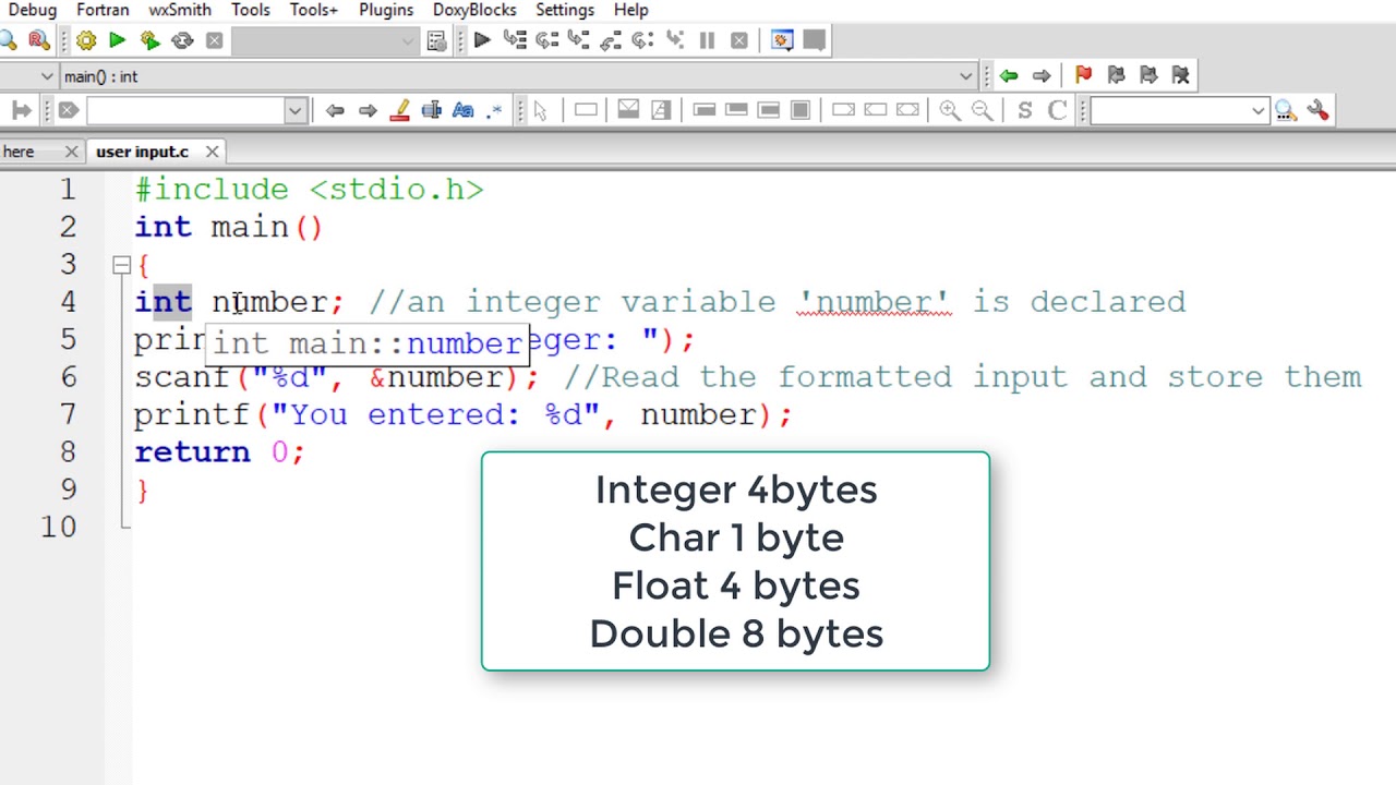 C Program to Print an Integer entered by user | Use of Scanf in | Tutorial #2 | / - YouTube