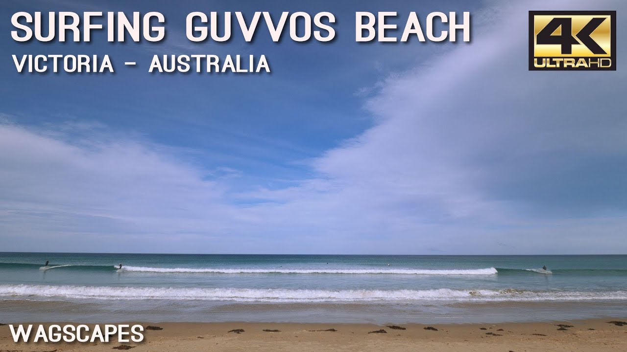 Surfing Guvvos Beach Anglesea Victoria Australia Relaxing 4K