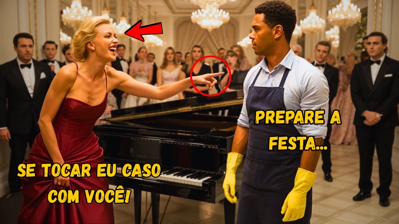 “SE TOCAR ESSE PIANO, EU CASO COM VOCÊ!” — zombou a BILIONÁRIA… mas o FAXINEIRO tocou como um GÊNIO!