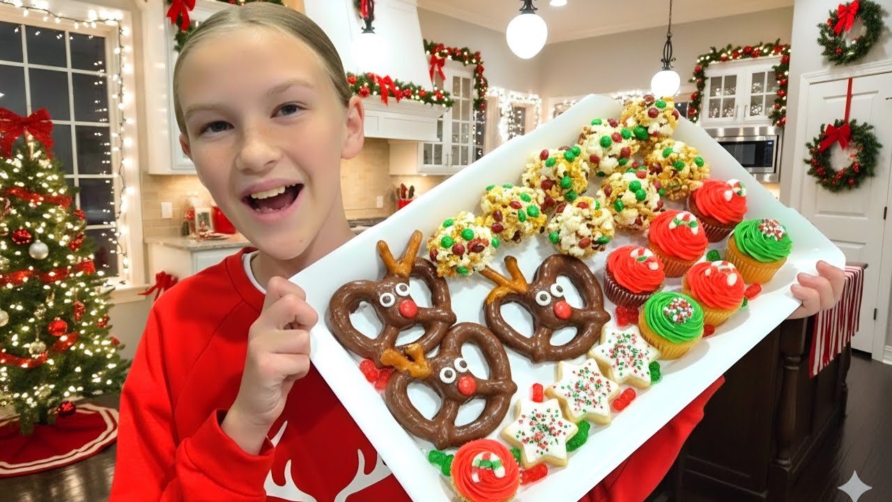 Как приготовить вкусные рождественские угощения!! Олени из кренделей и шарики из попкорна!