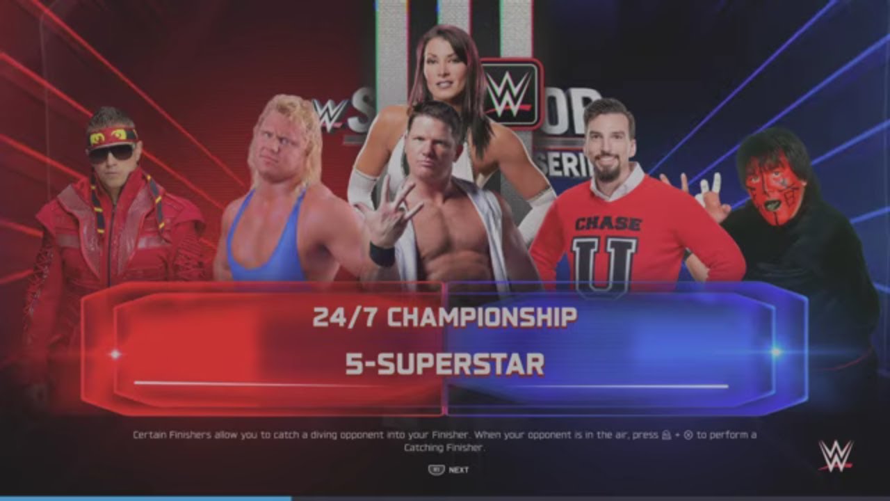 WWE 2K25 AJ против Perfect, Chase, Muta, Miz, 5-сторонний матч с участием специального гостя-рефе...