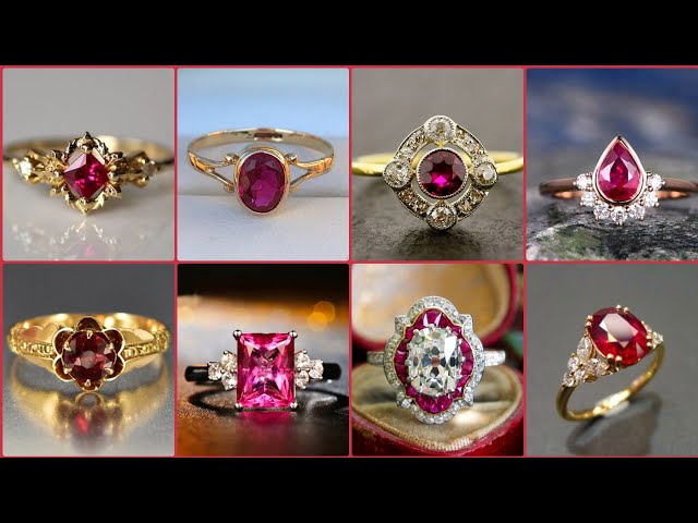 Designer High Quality Gold Plated Floral And Leaf Design Cz Stones And Ruby  Stones Finger Ring