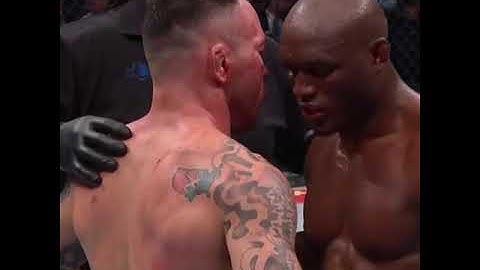 Kamaru Usman And Colby Covington showing respect to each other after fight
