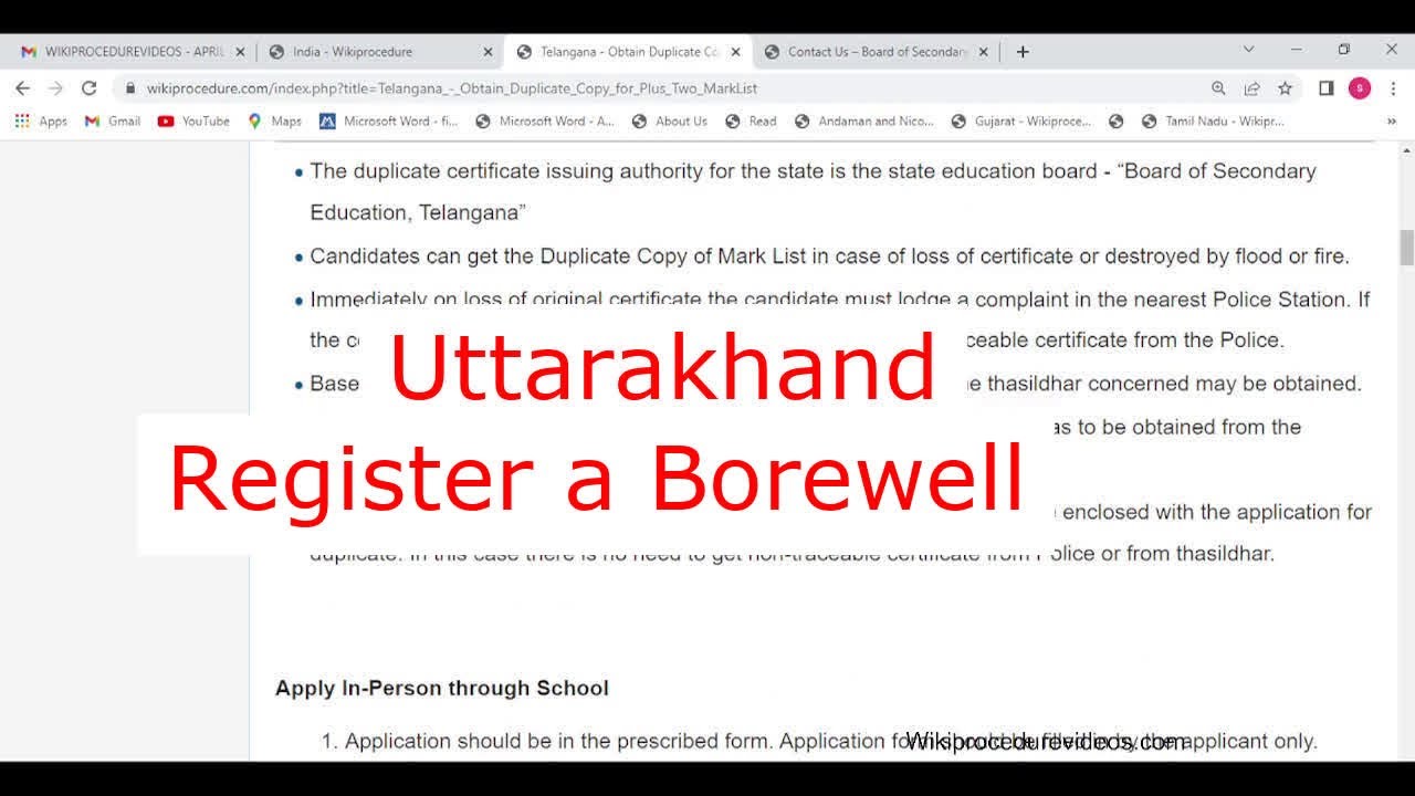 Uttarakhand - Register Tubewells Or Borewells Boreholes (Online)