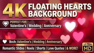 Floating Romantic Hearts Background 4K | Love Heart Animation | Valentine Motion Graphics Loop