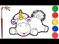 Despicable Me 3. Unicorn Agnes. Coloring and drawing for kids. draw with a brush.