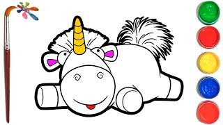 Despicable Me 3. Unicorn Agnes. Coloring and drawing for kids. draw with a brush.