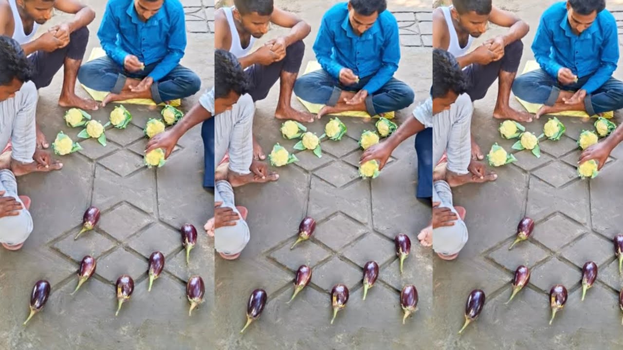 Wow cauliflower between market smallest Brinjal unique game chelenge || viralpost ||unique video24m