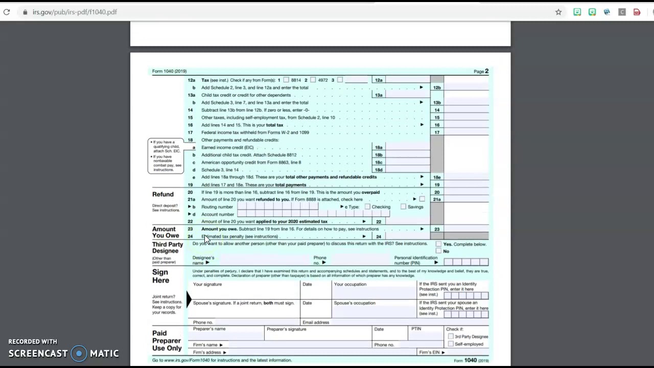 How to Complete a 1040 Tax Form YouTube