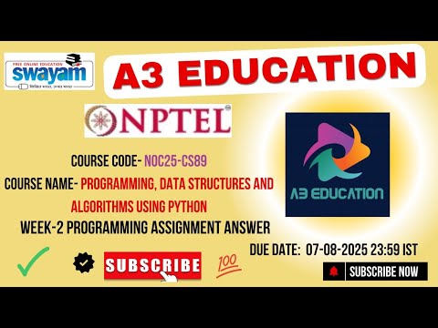 NPTEL Programming, Data Structures & Algorithms in Python – Week 2 Programming Assignment Solutions