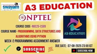 NPTEL Programming, Data Structures & Algorithms in Python – Week 2 Programming Assignment Solutions