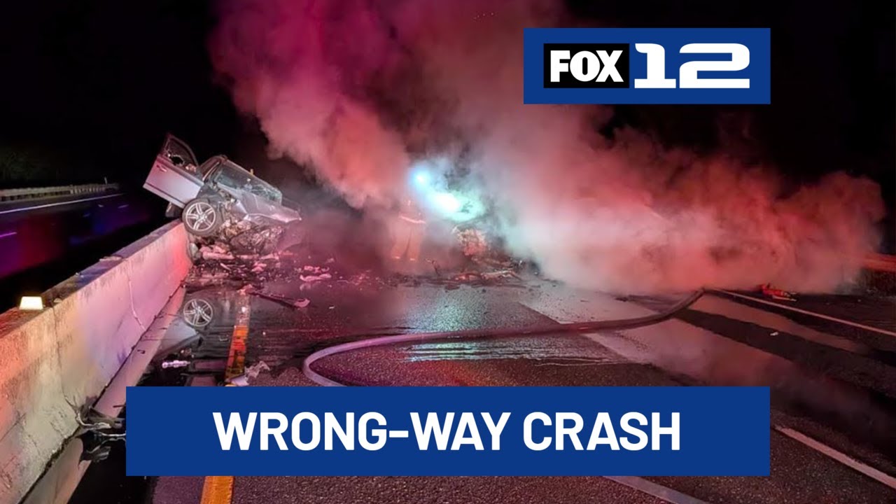 Driver dies in fiery wrong-way crash on I-84 near Corbett - YouTube