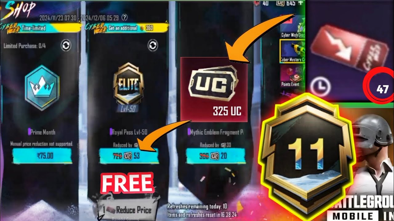 BGMI CYBER MYSTERY CRATE / MYSTERY SHOP BGMI PRIME PLUS/ CYBER WEEK VOUCHER USE / ULTIMATE ROYALE