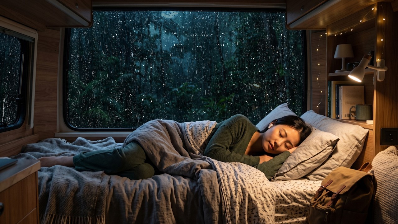 Rain Sounds on a Cozy Car with Heavy Thunder ⚡ Deep Sleep, Study & Relaxation