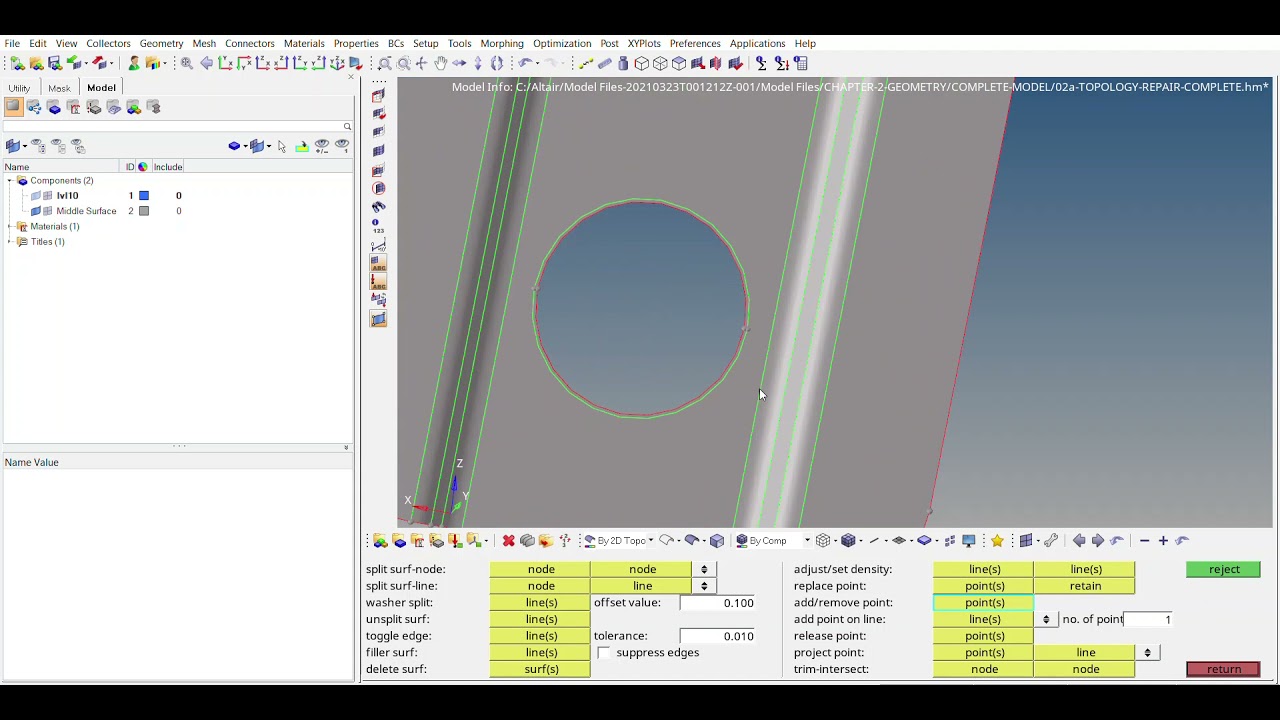 02a TOPOLOGY REPAIR COMPLETE hm HyperMesh 2020 OptiStruct 2021 04 04 16 ...