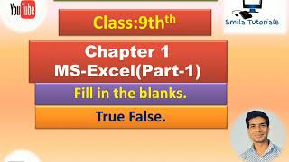 Class 9th Ch-1 Introduction to MS-Excel(Part-1) Fill in the blanks and True False.